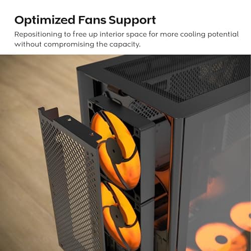 MONTECH HS02 PRO, ATX Mid-Tower PC Case, Gaming PC, High-Airflow, Reversible Layout, Sturdy Curved Tempered Glass Front Panel, 5x ARGB PWM Fan Pre-Installed, Sink-in Design, Toolless Panels, Black, US