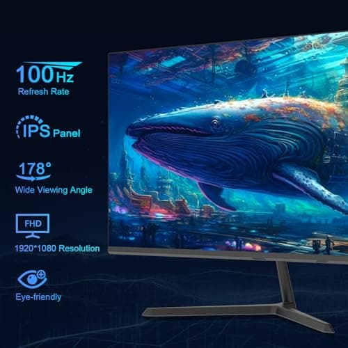 SANSUI 27 Inch Computer Monitor 100Hz, FHD 1080P HDR PC Monitor with HDMI Ports Adaptive Sync Tilt Adjustable Frameless VESA Compatible for Office and Home