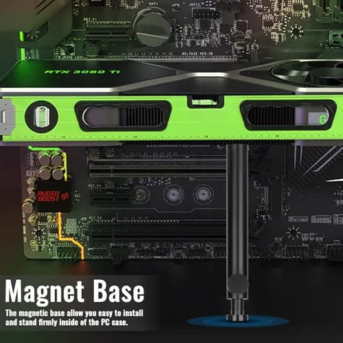 Tall GPU Support Bracket - Heavy Duty Adjustable GPU Anti Sag Holder & Support Stand for Graphics Card, 4.53"-8.27" Height Durable Black Metal PC Build Stabilizer, Large/Long GPU Sag Prevention