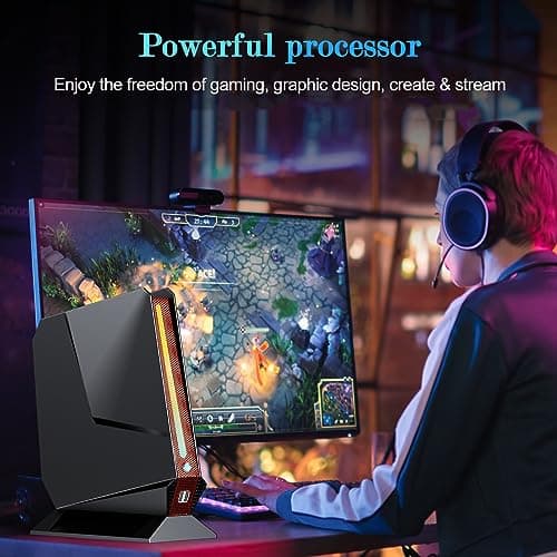 Mini PC Gaming, Intel Core I7-8750H Mini PC Nvidia GTX 1050 GDDR5 RGB Lights Desktop Mini Computer 16GB DDR4 512GB M.2 NVMe SSD, Support 4K Triple Display WiFi 6 BT 5.2, Windows 11 Pro