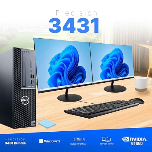 Dell Precision Workstation PC | Quadro P620 GPU - Editing & Design | Windows 11 Pro | Intel i5-9500 | 16GB RAM 1TB SSD | New 24" LCDs | Home or Office Computer | WiFi 6 AX200 + BT (Renewed)