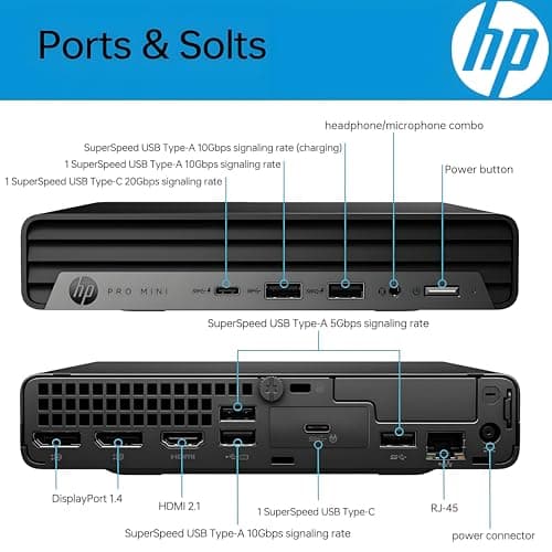 HP Pro Mini 400 G9 Mini PC Business Desktop Computer, 32GB DDR4 RAM, 1TB PCIe SSD, Intel 6-Core i5-12500T (Beat i7-11700T), WiFi 6, Bluetooth, 2 Type-C + 2 DisplayPort + HDMI, Windows 11 Pro, Wendbo