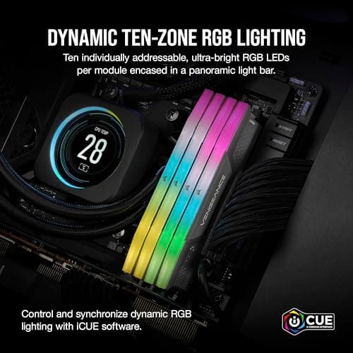 CORSAIR Vengeance RGB DDR5 RAM 64GB (2x32GB) 6000MHz CL38-44-44-96 1.35V AMD Expo Intel XMP 3.0 Desktop Computer Memory – Gray (CMH64GX5M2B6000Z38)