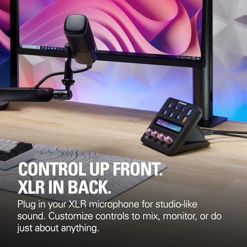 Elgato Stream Deck + XLR - Audio Mixer & Controller, Rear XLR-to-USB Mic Interface, Compatible with any Mic for Podcasting, Streaming, Content Creators, dials and LCD keys, PC/Mac
