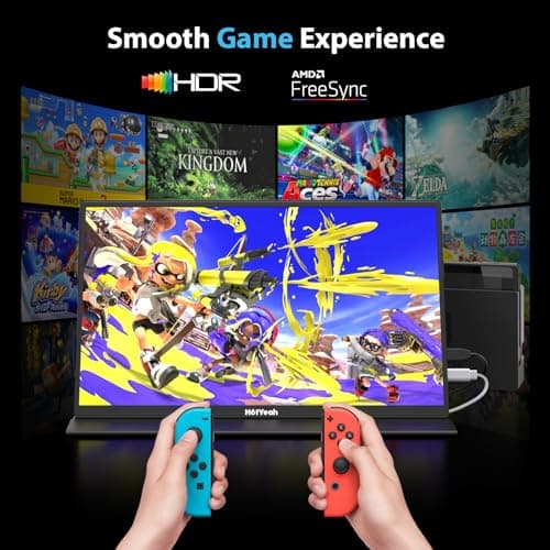 HotYeah Portable Monitor 4K, 15.6'' 3840x2160 UHD USB-C HDMI Laptop Monitor, 100% Adobe RGB HDR FreeSync External Computer Display, Travel 2nd Screen with Speakers & Smart Cover & VESA