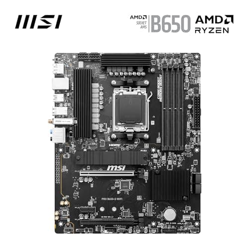 msi PRO B650-S WiFi V1 Motherboard, ATX - Supports AMD Ryzen 9000/8000 / 7000 Series Processors, AM5 - DDR5 Memory Boost 6000+MHz/OC, 2 x PCIe 4.0 x16, 2 x M.2 Gen4, Wi-Fi 6E