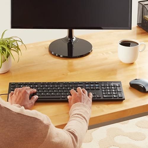 Amazon Basics Wired QWERTY Keyboard, Full-Sized, Black