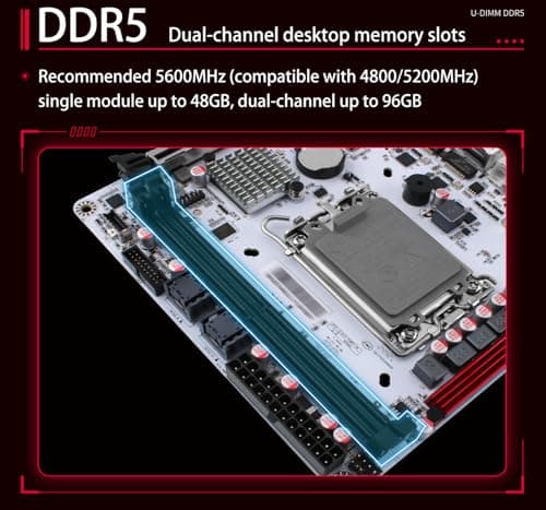 Q670 Pro 8-Bay Mini-ITX NAS Motherboard: LGA1700 for 12th/13th/14th Gen Intel CPUs, 8 SATA 3.0, 3 M.2 NVMe, 2.5G vPro NIC, Dual DDR5 Slots, USB3.2, Dual 4K@60Hz Display (Q670+ 2X SFF-8643)
