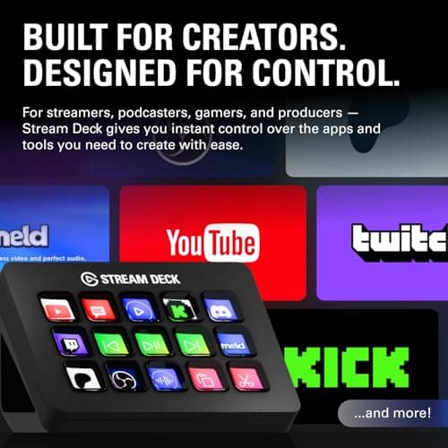 Elgato Stream Deck MK.2 – Studio Controller, 15 macro keys, trigger actions in apps and software like OBS, Twitch, ​YouTube and more, works with Mac and PC