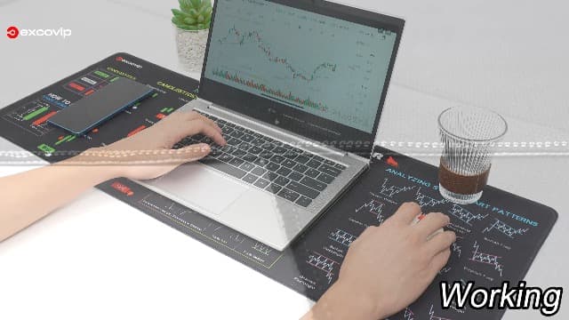 Mouse Pad for Stock Market with Invest Day Trading Chart Patterns,Large Computer Mouse Mat with Stitched Edges 31.4x11.7 inch 0320