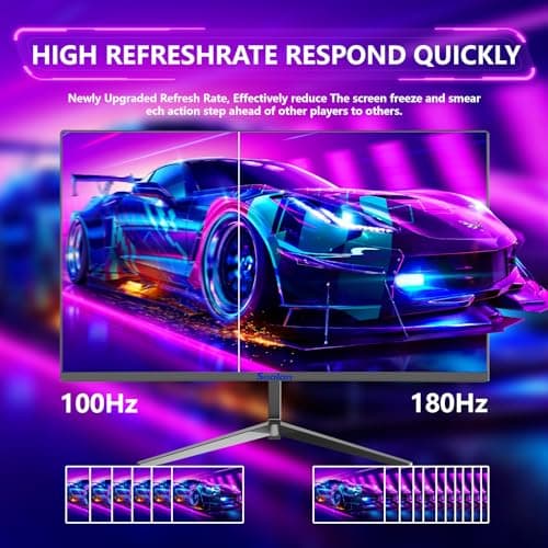 24 Inch Curved Gaming Monitor 180hz Full HD 1080P Frameless AMD FreeSync Eye Care DisplayPort HDMI Wall Mountable 250cd/m² Brightness 99% sRGB AMD FreeSync Flicker-Free Blue Light Filter