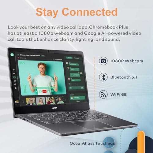 Acer Chromebook Plus 514 Laptop w/ Google AI (14" FHD Touchscreen, Intel 8-Core i3-N305, 8GB RAM, 640GB Storage, 2TB Cloud Storage) Business, Student, 11-Hr Long Battery Life, 1080p Webcam, Chrome OS
