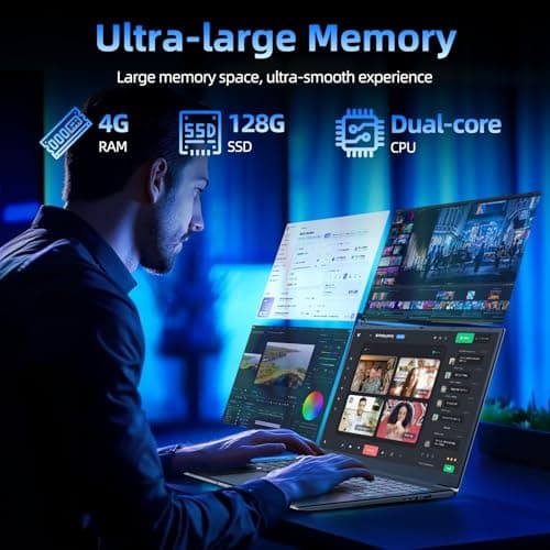 SGIN Windows 11 Laptops, 17.3 Inch Laptop Computer with Core i3 CPU, 4GB DDR4 128GB SSD, 60800mWh Battery, FHD IPS Display, Type-C, 5G WiFi, BT4.2, Webcam, USB3.2, HDMI, for Student and Business