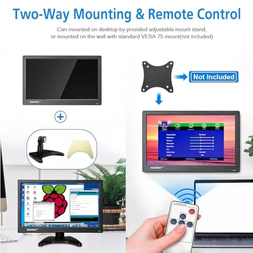 15.6 Inch Small HDMI Monitor, 1366x768 Resolution Security CCTV Monitor with HDMI BNC VGA AV USB Ports, Built-in Speakers LED Monitors for PC, Laptop and Computer for Home Office Warehouse