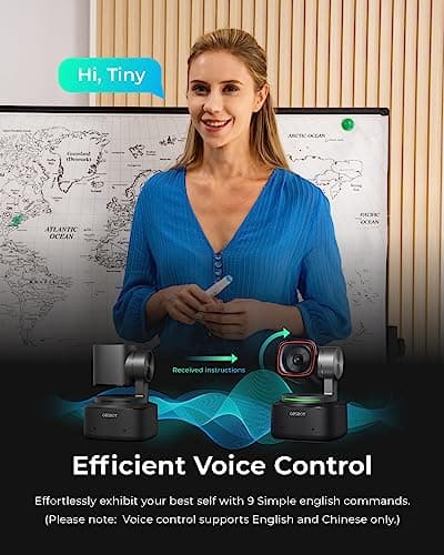 OBSBOT Tiny 2 Webcam 4K Voice Control PTZ, AI Tracking Multi-Mode & Auto Focus, Web Camera with 1/1.5" Sensor, Gesture Control, 60 FPS, HDR Light Correction, Webcam for PC, Streaming, Meeting, etc.