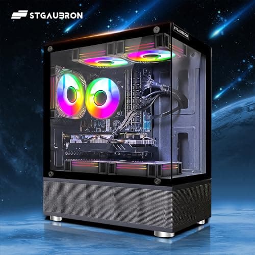 STGAubron Gaming Desktop PC, Intel Core I7 8th Gen up to 4.1G, GeForce GTX 1660 Super 6G, 16G DDR4, 512G SSD, WiFi 6 & BT 5.2, RGB Fan x4, Windows 11 Home