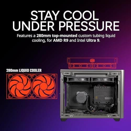 Cooler Master NR200P MAX V2 Mini-ITX PC Case, Top-Mount 280mm AIO, 357mm Vertical GPU Mount, V850W SFX Gold PSU, 90° 12VHPWR, 600W PCIe 5.1, Compatible RTX 5090, RX 7090 XT, Tempered Glass, DIY