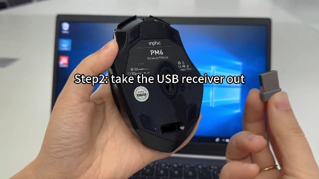 INPHIC Wireless Mouse Rechargeable, 700mAh, with USB Receiver, 6 Buttons, Ergonomic for Laptop, Computer, Mac, PC etc.