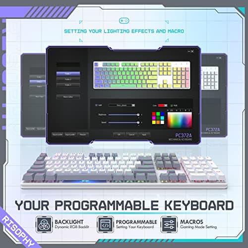 Wireless Mechanical Keyboard, Triple Mode 2.4G/USB-C/Bluetooth Gaming Keyboard, 104 Keys Programmable, Customize RGB Backlit, Red Switch, Bicolor PBT Keycaps, Rechargeable Wired Keyboard for Laptop PC