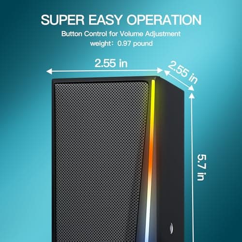 Computer Speakers with 3.5 mm Aux,Desktop Speakers with Various Colorful RGB Lights,Gaming Speakers with Volume Control,Computer Speakers for PC/Desktop Monitor/Laptop/Tablet Phone