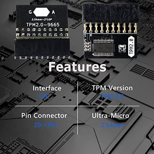 TPM 2.0 Module for Win11 for, 20Pin 2 10P Encryption Security Module, TPM 2.0 Module 2.54mm Pitch DDR4 Memory Module for Computer Motherboard