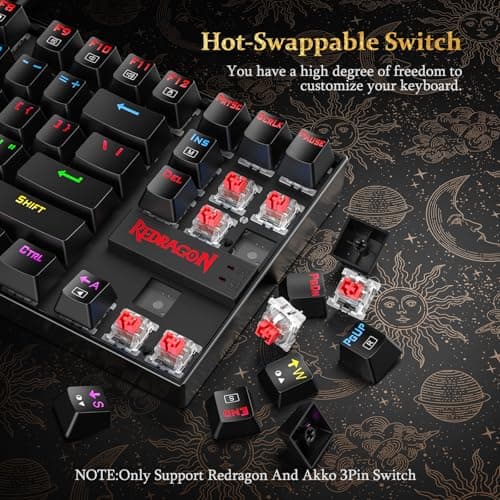 Redragon K552 Mechanical Gaming Keyboard, 87-Key Compact, LED Gaming Keyboard with Red Switches, Anti-Ghosting, Metal Frame for PC Gaming & Typing, Beginner-Friendly (Black)