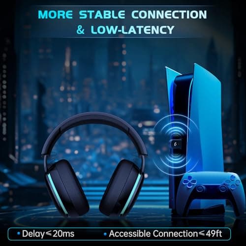 2.4GHz Wireless Gaming Headphones for PS5, PS4 Fortnite & Call of Duty/FPS Gamers, PC, Nintendo Switch, Bluetooth 5.3 Gaming Headset with Noise Canceling Mic, Stereo Sound, 40+Hr Battery -Black