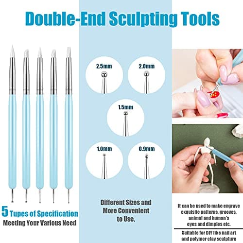 10Pcs Silicone Clay Sculpting Tool, Modeling Dotting Tool & Pottery Craft use for DIY Handicraft, Silicone Brush, Sculpture Pottery, Nail Art