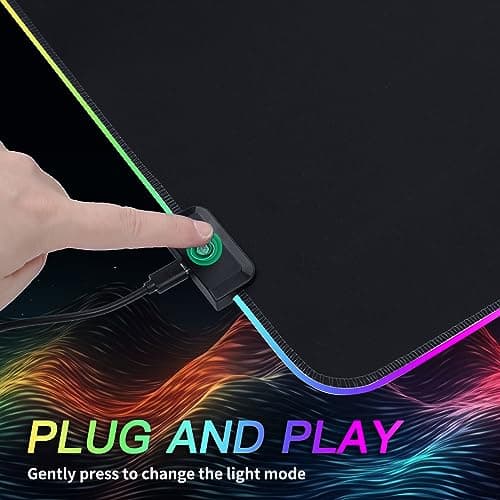 RGB Gaming Mouse Pad, 31.5 x 11.8 Inch Oversized Mouse Mat with 12 Light Modes, Non-Slip Rubber Base, Large Keyboard Pad for PC Gaming, Office, Black