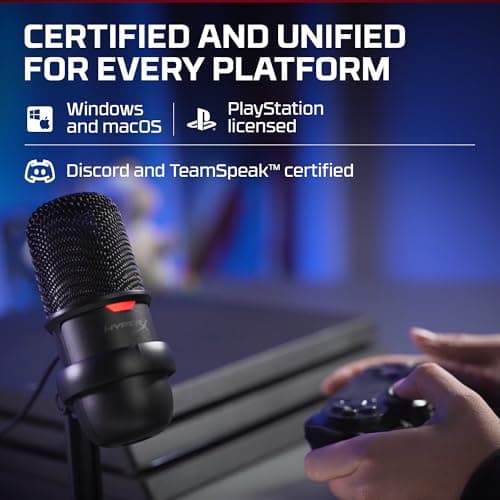 HyperX SoloCast – USB Condenser Gaming Microphone, for PC, PS4, PS5 and Mac, Tap-to-Mute Sensor, Cardioid Polar Pattern, great for Streaming, Podcasts, Twitch, YouTube, Discord,Black