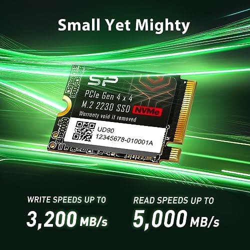Silicon Power SU01KGBP44UD9007MM SSD UD90 2230 NVMe 4.0 Gen4 PCIe M.2 R/W up to 5000/3200MB/s Compatible with Steam Deck
