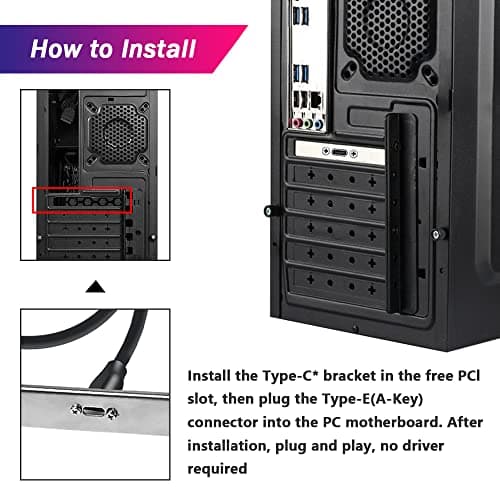USB 3.2 Gen 2 USB-C Front Panel Adapter Cable, Motherboard Header Extension Adapter, USB C Female to 20 Pin USB Type E A-Key Male with PCI Bracket, 15.7", with Mesh dustproof Baffle, Screw