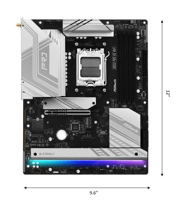 ASRock AMD B850 Pro RS WiFi 6E Socket AM5 Ryzen 9000/8000/7000 Series DDR5 up to 8000+ (OC) MHz 256GB ATX Motherboard M.2 SATA3 6.0 Gb/s PCIe 5.0 BIOS Flashback 2.5G LAN