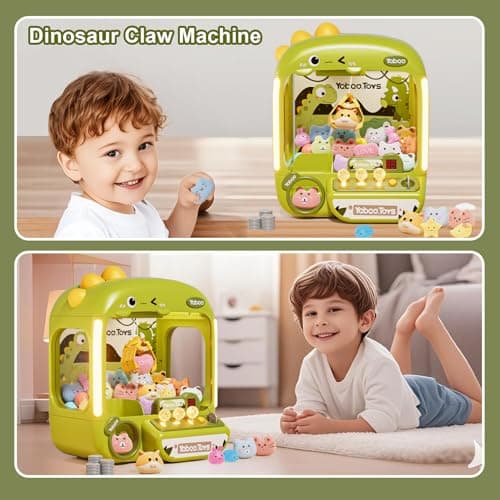 64 PCS Large Claw Machine for Kids Dinosaur,Vending Machine Toys with Sound Lights,Candy and Prize Electronic Dispenser Game Ages 3-4 4-8,Birthday Party Gift for 3 4 5 6 Year Old Boys Girls