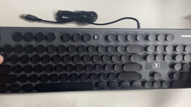 Wired Quiet Membrane Keyboard,Full Size 104-Keys Retro Punk Typewriter Blue LED Backlit ，USB Ultra Slim Gaming Keyboard with ABS Round keycaps for Windows/PC/Laptop (Black)