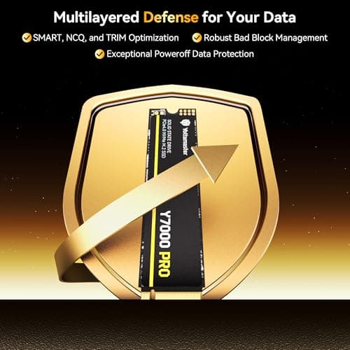 Yottamaster Y7000Pro 2TB SSD M.2 PCIe 4.0, Up to 7000MB/s, M.2 2280 NVMe Internal Solid State Drive with 3D QLC NAND Flash, Upgrade Storage for PS5, PC Computer, Laptop, Gaming