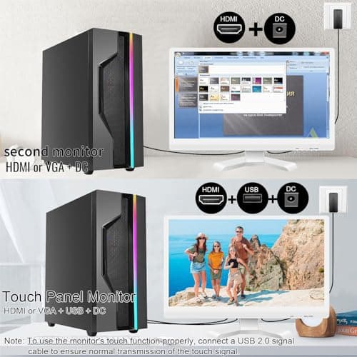 21.5 Inch Touchscreen Monitor FHD 1920x1080P, White, 75Hz, Built-in Speakers, HDMI VGA USB Port, 10-Point Computer Touch Screen PC Display, VESA Wall Mountable
