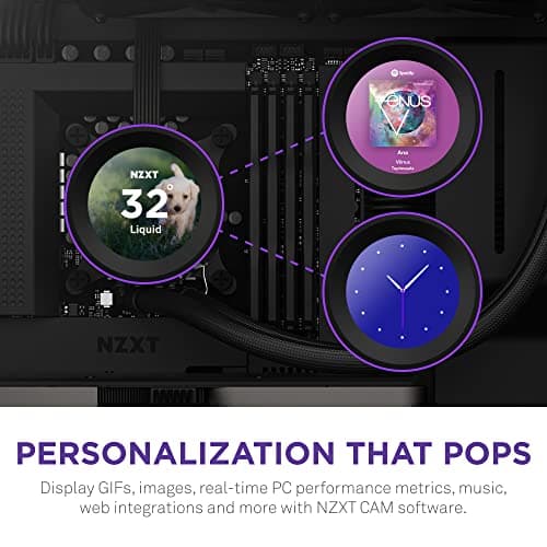 NZXT Kraken Elite 240 - RL-KN24E-B1 - 240mm AIO CPU Liquid Cooler - Customizable 2.36" LCD Display for Images, Performance Metrics and More - High-Performance Pump - 2 x F120P Fans - Black
