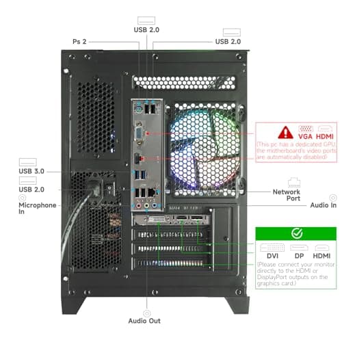 Gaming PC, Prebuilt Desktop with Intel 12th Core i5-12400F & GeForce RTX3050, 32G DDR4 RAM, 1TB NVME SSD, Tower Computer for Gaming, Home and Office (Black)