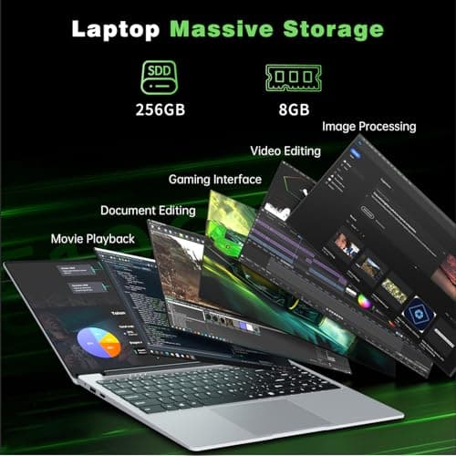 Gaming Laptop,15.6 inch Laptop,N4000 Processor 8GB RAM 256GB SSD,Notebook Computers Laptops 1920x1080 Display,WiF5 Mini HDMI,180 Angle Opening, Laptops for Students Business Work