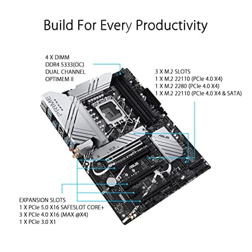 ASUS Prime Z790-P WiFi D4 LGA 1700(Intel 14th,12th&13th Gen) ATX motherboard (PCIe 5.0,DDR4,14+1DrMOS,3x M.2,WiFi 6, Bluetooth v5.2,2.5Gb LAN, front panel USB 3.2 Gen 2 USB Type-C, Thunderbolt 4/USB4)