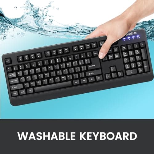 Perixx PERIBOARD-517 Wired Washable USB Keyboard, Certified with IP 65 Level, Black, US English Layout