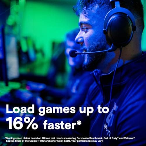 Crucial T500 2TB Gen4 NVMe M.2 Internal Gaming SSD with Heatsink, Up to 7400MB/s, PlayStation 5 Compatible + 1mo Adobe CC All Apps- CT2000T500SSD5