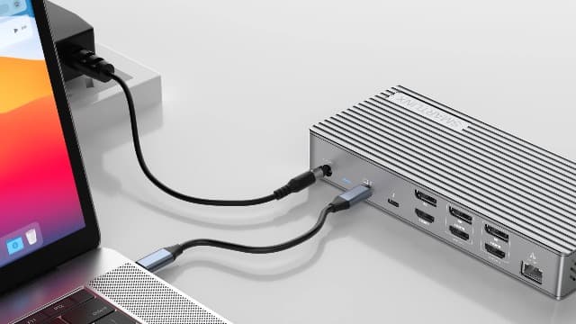 Thunderbolt 4 Dock with DisplayLink - USB-C/A MacBook Docking Station, Chrome, Windows 10/11 Compatible – 21 Ports, Dual/Triple/Quad/5 Monitor Support - 40Gbps, 150W Charging, 8K/4K Display
