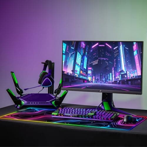 RGB Mousepad LED Desk Mat Gaming Large Keyboard Cute Desktop Computer Laptop 14 Light XXL Long Giant Big Cool Modern Design Unique for Men Boys Gamer Oversized Wide 30x12'' Mousepad, Topo