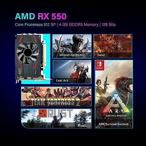 HP RGB Gaming Desktop Computer, Intel Quad Core I5-6500 up to 3.6G, Radeon RX 550 4G, 16GB DDR4, 1TB SSD, RGB Keyboard & Mouse, 600M WiFi & BT 5.0, Win 10 Pro (Renewed)