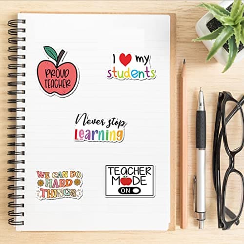 100 PCS Teacher Stickers, Vinyl Waterproof Teachers Day Gift Card Stickers for Water Bottles, Laptop, Notebook, Cell Phone, Luggage