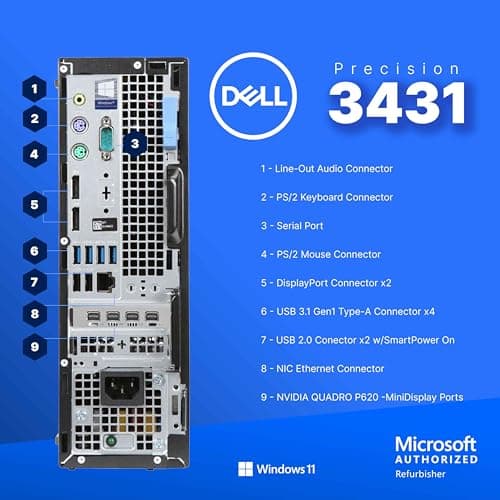 Dell Precision Workstation PC | Quadro P620 GPU - Editing & Design | Windows 11 Pro | Intel i5-9500 | 16GB RAM 1TB SSD | New 24" LCDs | Home or Office Computer | WiFi 6 AX200 + BT (Renewed)