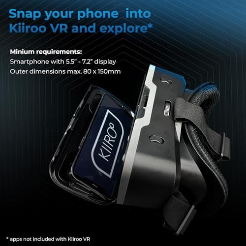 VR Headset for Phone - Optimized for VR Content - for iPhone, Android & Windows - Fits 5.5"-7.2" Devices - Glasses-Friendly - 40mm HD Resin Aspherical Lens - Adjustable IPD & Fixed Focus