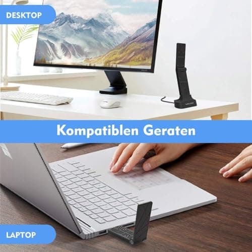 WAVLINK USB WiFi Adapter for Desktop PC, AC1900 WiFi Adapter Dual Band 2.4GHz/5GHz Wireless Network Adapter for Laptop, Support Windows 7/8/8.1/10/11, MacOS 10.7-10.15
